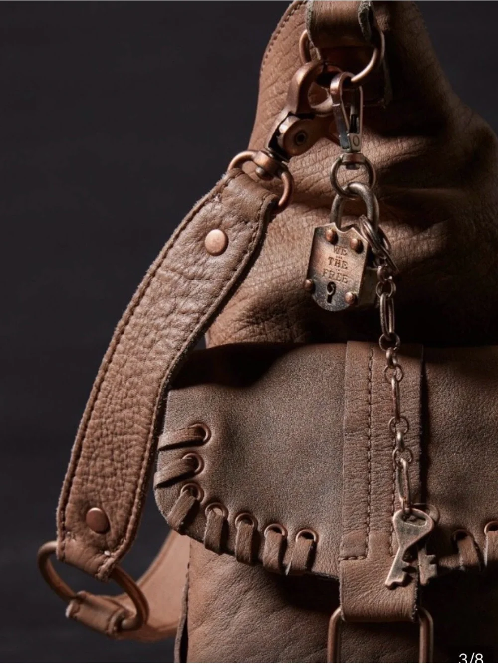 Free People WTF *$198* Leigh Distressed Hobo Bag Desert Taupe Large Bag